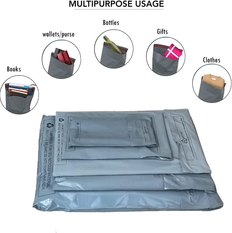 Picture of 125 Mixed Grey Plastic Mailing Mail Post Postage Bags Assorted Sizes Packaging Poly Postal mailers 