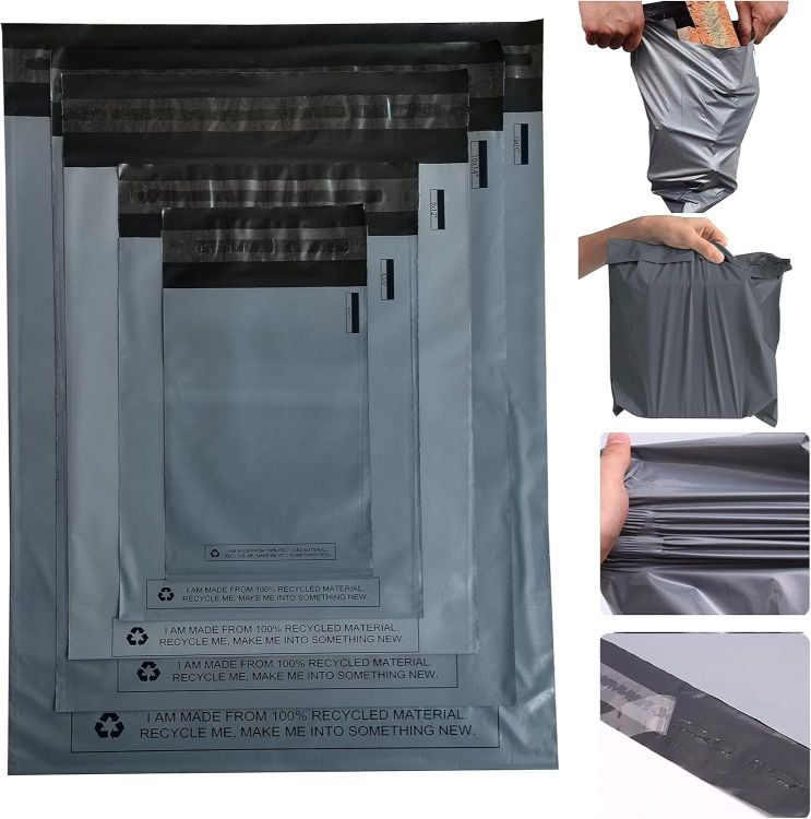 Picture of 125 Mixed Grey Plastic Mailing Mail Post Postage Bags Assorted Sizes Packaging Poly Postal mailers 