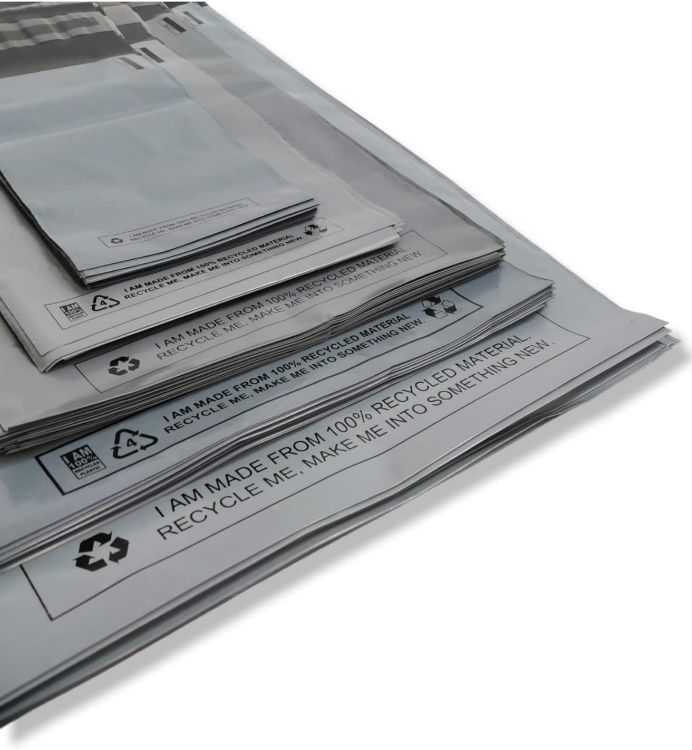 Picture of 125 Mixed Grey Plastic Mailing Mail Post Postage Bags Assorted Sizes Packaging Poly Postal mailers 