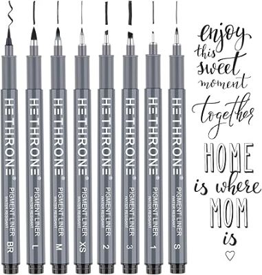 Picture of Calligraphy Pens Set – Hand Lettering and Black Ink Pens for Beginners, Writing, Signature, Illustration, Design, and Drawing (8 Sizes)