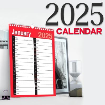 Picture of 2025 Wall Planner – Spiral-Bound Yearly Calendar with Holidays & Notable Dates  Ideal for Home, Office, Business & School
