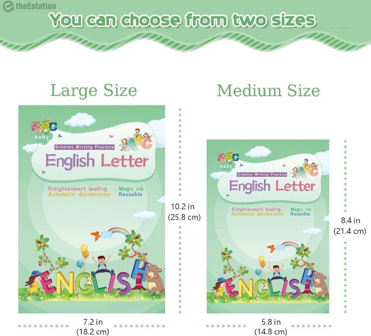 Picture of Magical Handwriting Workbooks Handwriting Practice Magic Copybook, Handwriting Aid Magic Pen Reusable Copybook Grooves Template Design for Children(4 Books, 10.2×7.2 in)