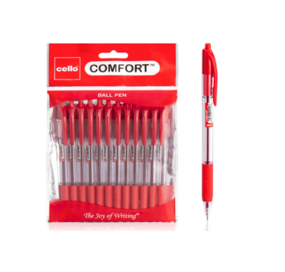 Picture of Ballpoint Red Pen, Pack of 12 Ballpoint Pens, Smooth Writing Action - Medium Point Nib (1.0mm) Red multipack, Ball point pens