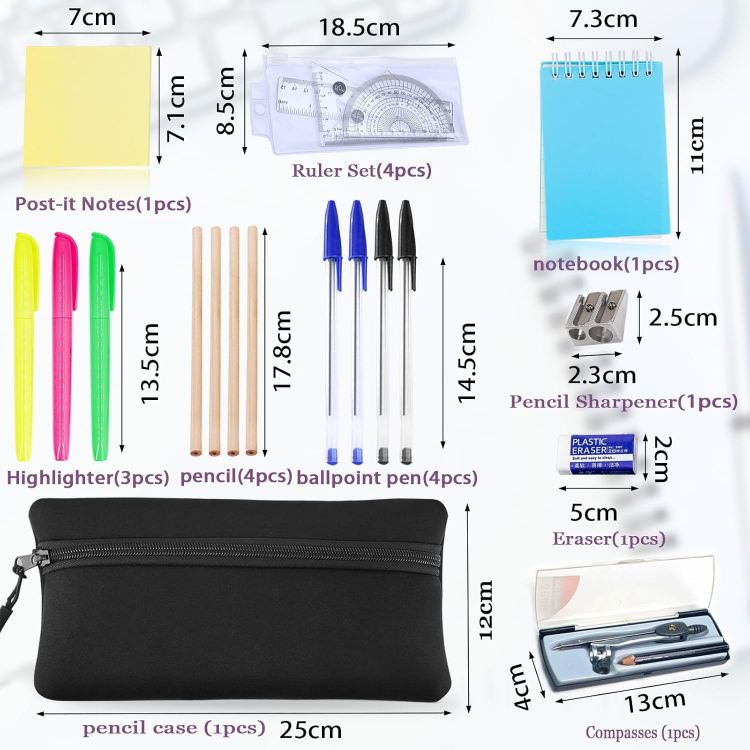 Picture of 17 Pcs Stationary Sets, Maths Sets For Secondary School, Secondary School Stationery Set, Back To School Stationery Ruler Set 