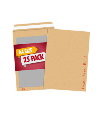 Picture of 25 Pcs Manilla Hard Board Back A4 C4 324 x 229mm Envelopes Please Do Not Bend Envelope with Peel & Seal Strip 