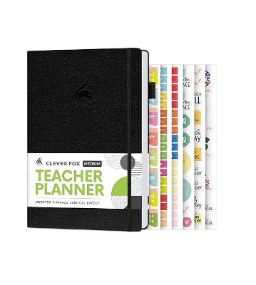 Picture of Clever Fox Undated Teacher Planner , A5 Lesson & School Year Organizer (Black, Hardcover)