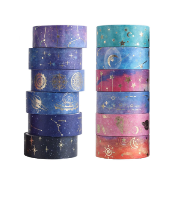Picture of Washi Tape Set, Decorative Tape Craft Supplies Scrapbook Accessories Purple Pattern Decorative Washi Tape