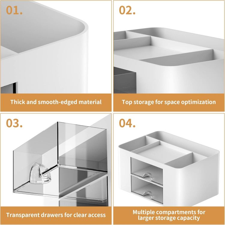 Picture of Desk Organiser with Drawers, Stationary Organiser, Multifunctional Pen Holder,7 Compartments, Desk Accessories Organiser