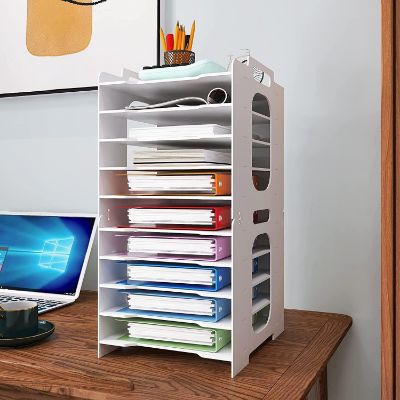 Picture of 10-Tier Office Paper Organizer for Desk Desktop File Holder Desk Letter Tray A4 Paper Holder Document Storage Rack