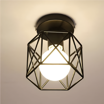 Picture of  Vintage Black Semi-Flush Mount Ceiling Light – Classic Elegance for Hallways & Entryways