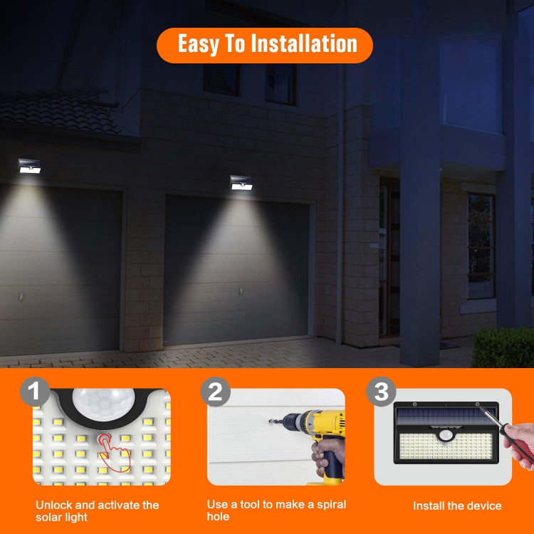 Picture of 78 LED Solar Motion Sensor Security Lights – Waterproof, Wireless Outdoor Solar-Powered Wall Lights