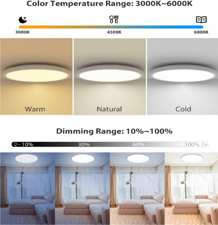 Picture of 24W RGB Color Changing Dimmable LED Flush Mount Ceiling Light – 12-Inch Round Ultra-Thin Design with Remote, 3000-6500K & RGB Backlight for Modern Living Rooms and Bedrooms