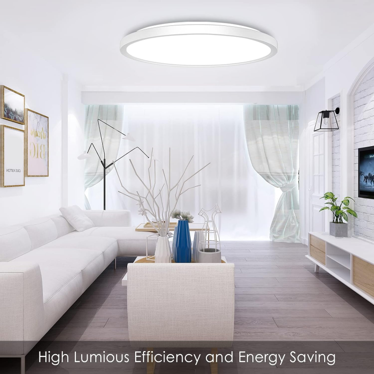 Picture of 24W RGB Color Changing Dimmable LED Flush Mount Ceiling Light – 12-Inch Round Ultra-Thin Design with Remote, 3000-6500K & RGB Backlight for Modern Living Rooms and Bedrooms