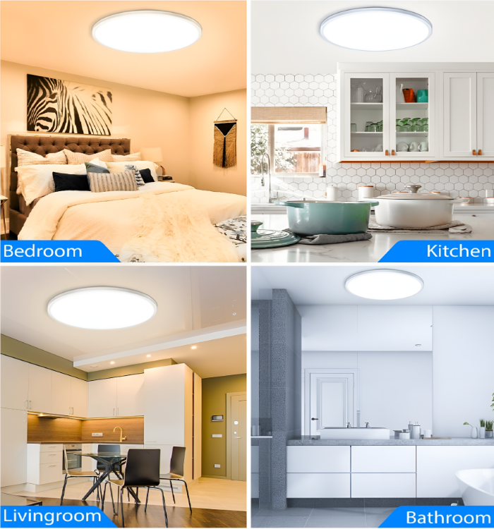 Picture of 24W RGB Color Changing Dimmable LED Flush Mount Ceiling Light – 12-Inch Round Ultra-Thin Design with Remote, 3000-6500K & RGB Backlight for Modern Living Rooms and Bedrooms