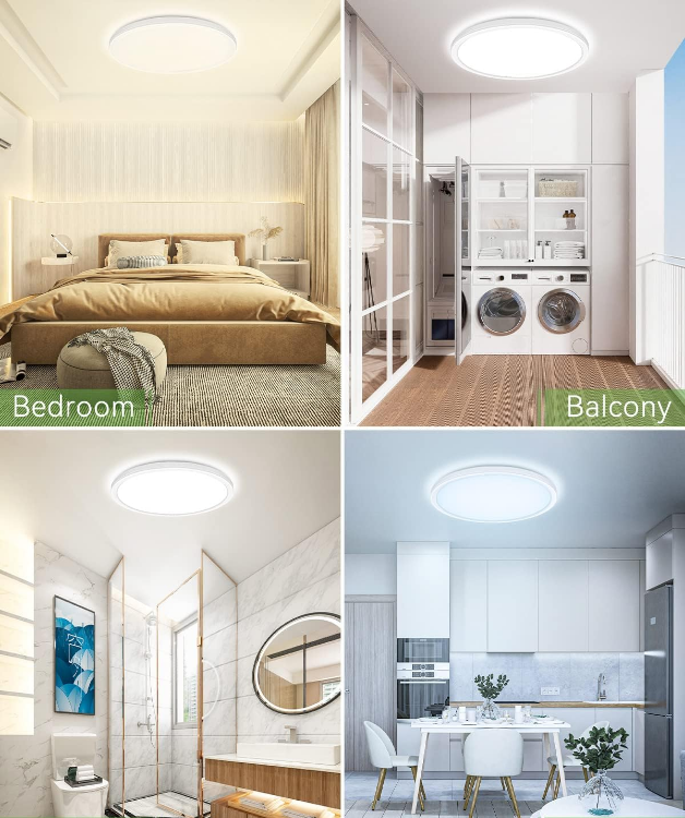 Picture of 28W LED Ceiling Light - 3200LM Ultra Bright, 3 Color Temperature (3000K/4500K/6000K) Flush Mount Bathroom Light, 30cm Round IP44 Waterproof Panel