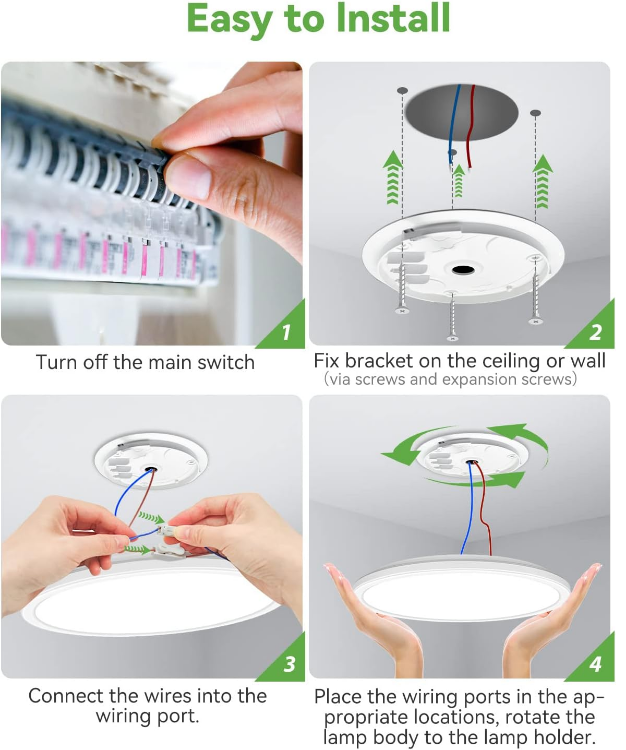 Picture of 28W LED Ceiling Light - 3200LM Ultra Bright, 3 Color Temperature (3000K/4500K/6000K) Flush Mount Bathroom Light, 30cm Round IP44 Waterproof Panel