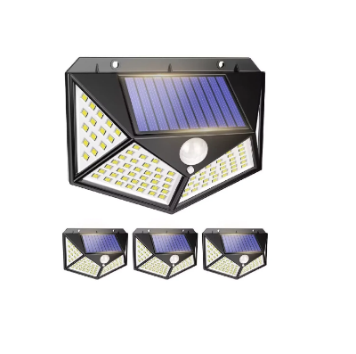 Picture of 4X Solar Power PIR Motion Sensor Wall Lights – 100 LED Outdoor Security Lamps for Garden, Patio & Driveway