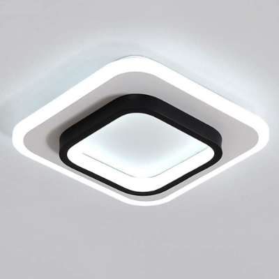 Picture of Chic 22W LED Ceiling Light – 9.5" Square Fixture, 6500K Cool White Glow for Bedroom, Kitchen & Office (Black & White)