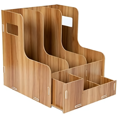 Picture of Wooden Desk Organizer – Paper Letter Tray & Stationery Rack Office Supplies Holder for Home & Workspace