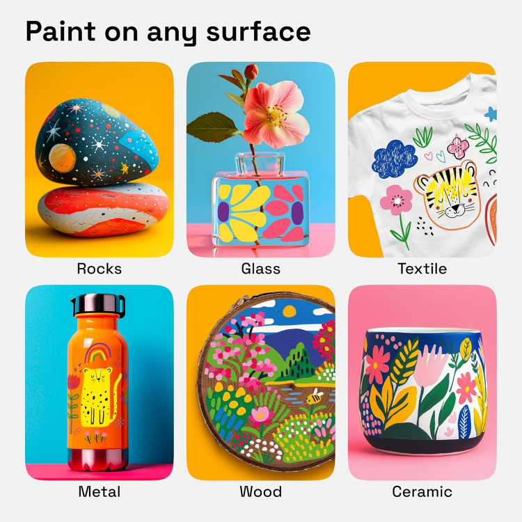 Picture of 24 Colors Acrylic Paint Pens Art Set – Dual Tip Markers for Fabric, Canvas, Rock, Glass, Wood, Paper – DIY Paint Markers for Kids & Adults