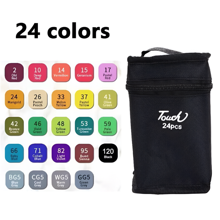 Picture of 24 Colour Dual Tip Brush Pens Set – Soft & Fine Art Markers for Drawing, Calligraphy, and Watercolour Effects