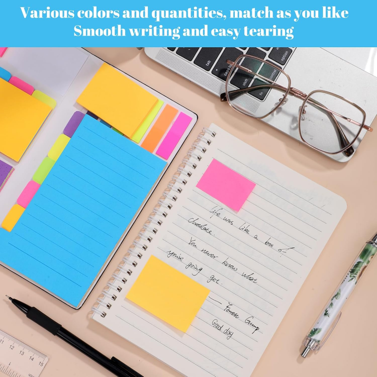 Picture of 400 Pcs Sticky Notes Set – Multicolour Index Flags with PU Leather Cover for Students, Office & School Supplies