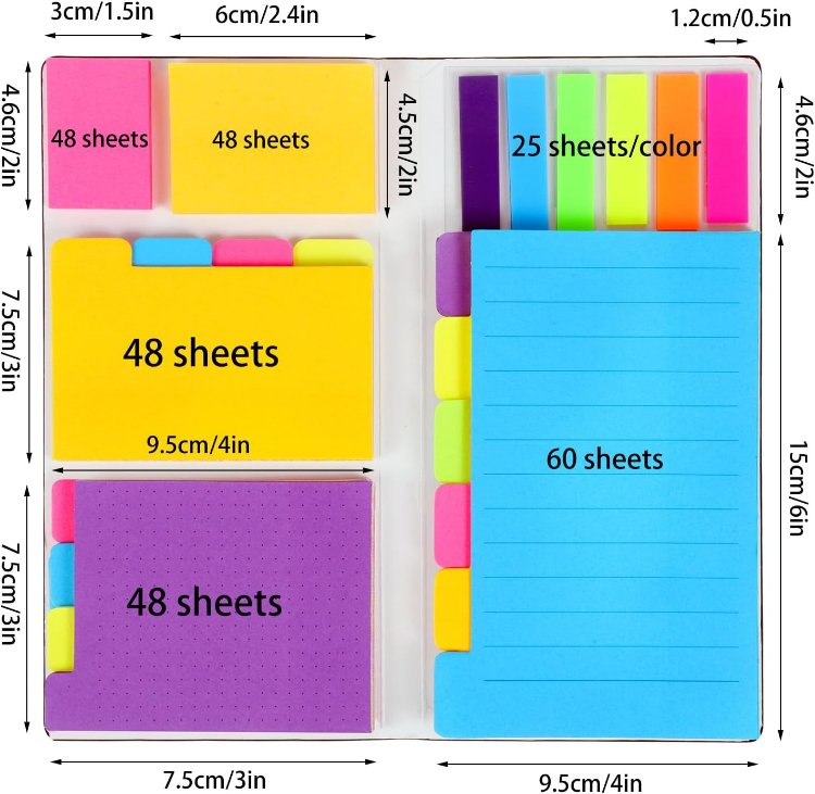 Picture of 400 Pcs Sticky Notes Set – Multicolour Index Flags with PU Leather Cover for Students, Office & School Supplies