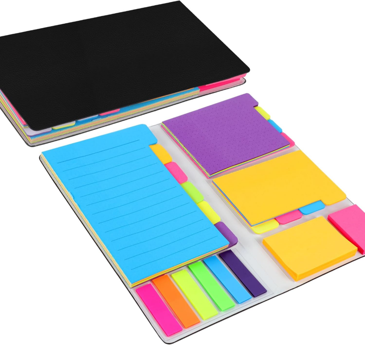 Picture of 400 Pcs Sticky Notes Set – Multicolour Index Flags with PU Leather Cover for Students, Office & School Supplies