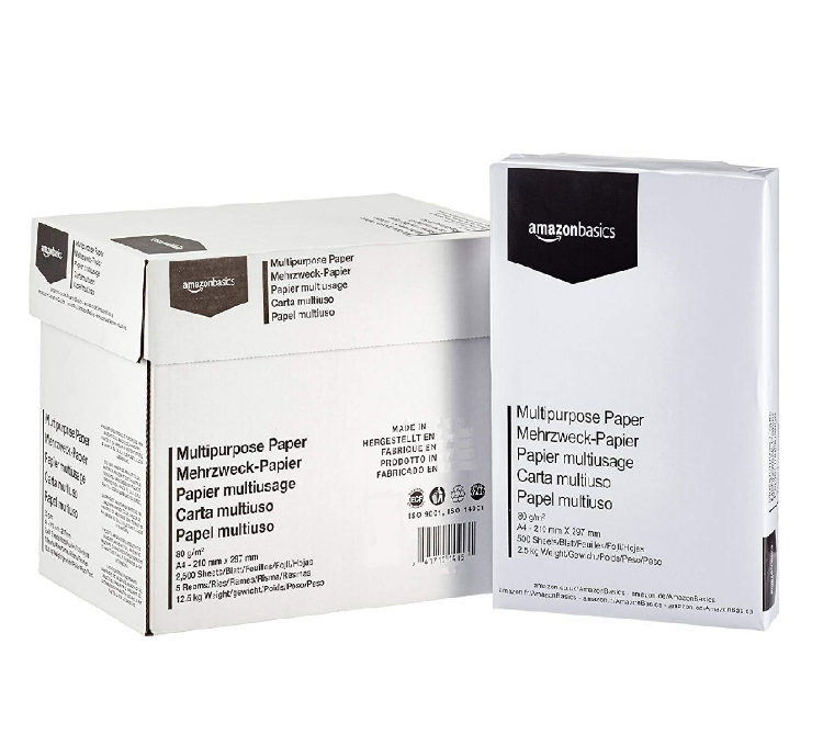 Picture of A4 Copy Printer Paper – 80 GSM White Multi-Purpose Paper, 2500 Sheets (Pack of 5)