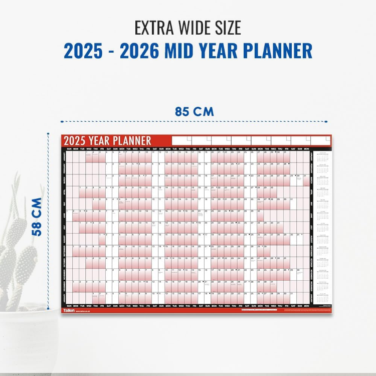 Picture of 2025 A1 Year Wall Planner – Large 85x58cm Laminated Calendar with Stickers & Dry Wipe Pen