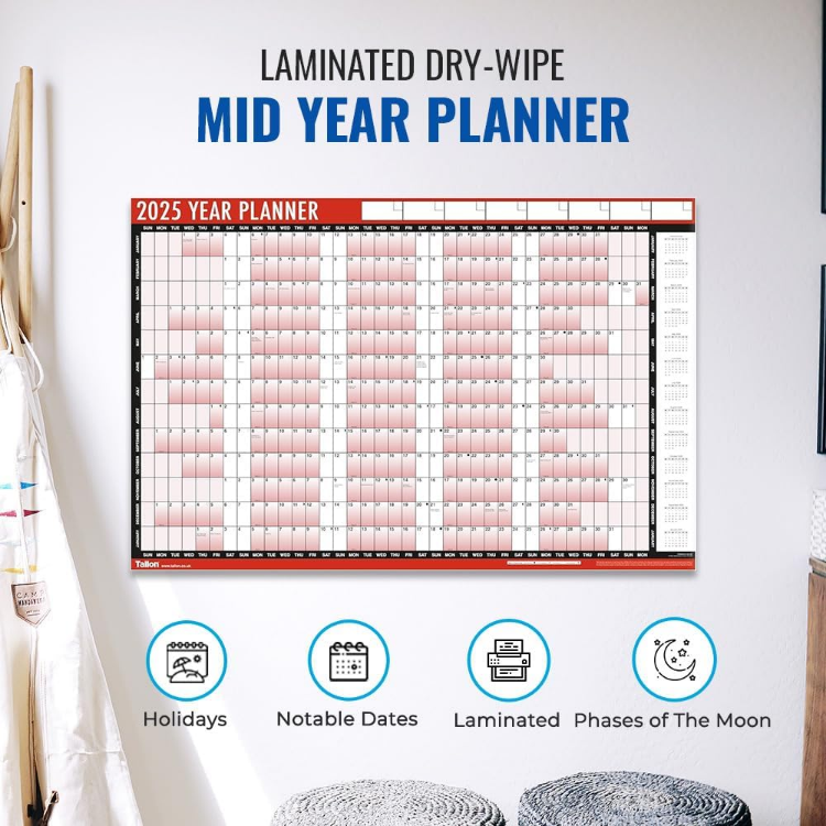 Picture of 2025 A1 Year Wall Planner – Large 85x58cm Laminated Calendar with Stickers & Dry Wipe Pen