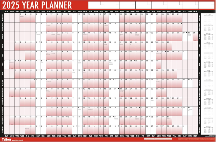 Picture of 2025 A1 Year Wall Planner – Large 85x58cm Laminated Calendar with Stickers & Dry Wipe Pen
