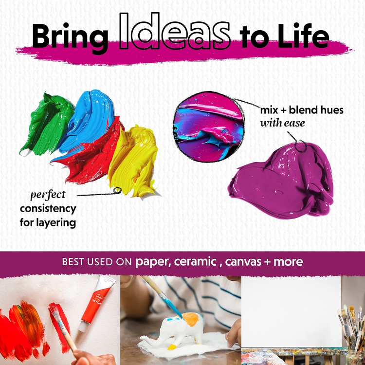 Picture of Acrylic Paint Set – 12 Non-Toxic Vibrant Colours for Canvas, Wood, Fabric & More – Ideal for Beginners, Students & Artists