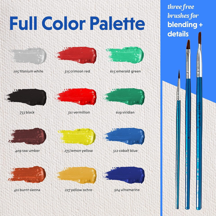 Picture of Acrylic Paint Set – 12 Non-Toxic Vibrant Colours for Canvas, Wood, Fabric & More – Ideal for Beginners, Students & Artists