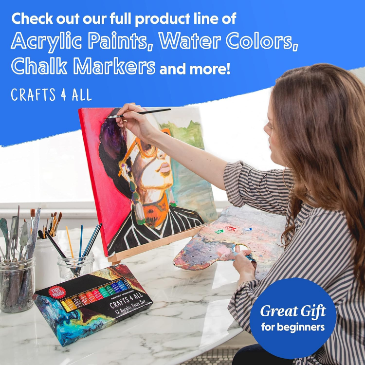 Picture of Acrylic Paint Set – 12 Non-Toxic Vibrant Colours for Canvas, Wood, Fabric & More – Ideal for Beginners, Students & Artists