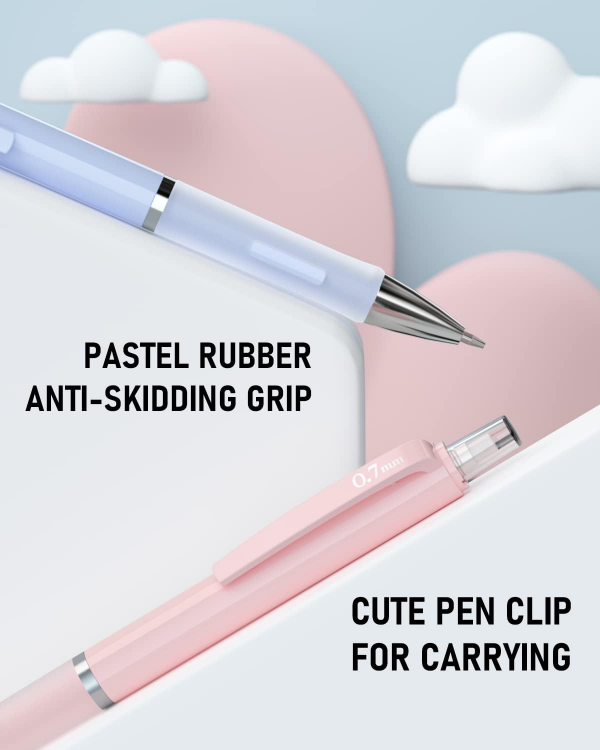 Picture of 3PCS Pastel Mechanical Pencil Set – 0.7mm with Case, HB Lead & Erasers – Ideal for Writing, Sketching & School Use