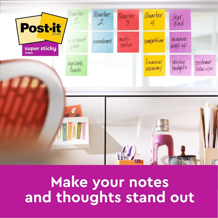 Picture of Super Sticky Notes Set – 6 Pads, 540 Sheets, Multi-Coloured, 76x76mm