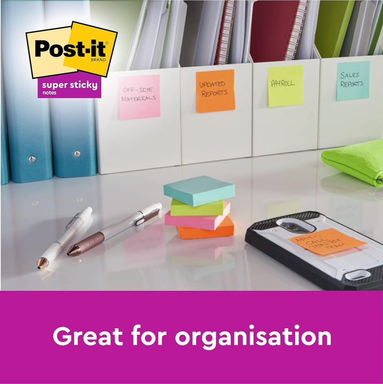 Picture of Super Sticky Notes Set – 6 Pads, 540 Sheets, Multi-Coloured, 76x76mm