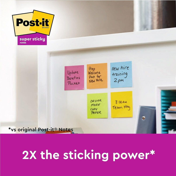 Picture of Super Sticky Notes Set – 6 Pads, 540 Sheets, Multi-Coloured, 76x76mm