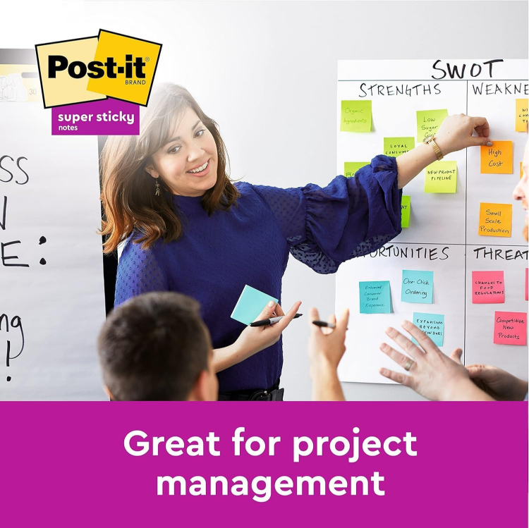 Picture of Super Sticky Notes Set – 6 Pads, 540 Sheets, Multi-Coloured, 76x76mm