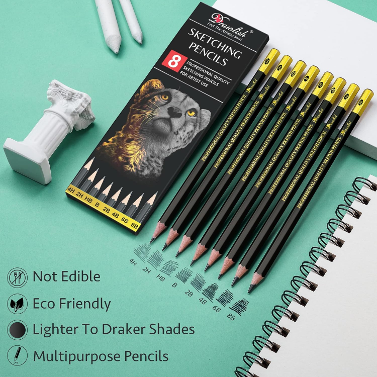 Picture of Sketching Pencils Set of 8 – Premium Graphite Drawing Pencils for Shading, Doodling & Art – Ideal for Beginners & Professional Artists