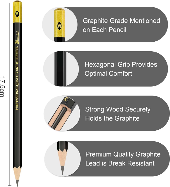 Picture of Sketching Pencils Set of 8 – Premium Graphite Drawing Pencils for Shading, Doodling & Art – Ideal for Beginners & Professional Artists