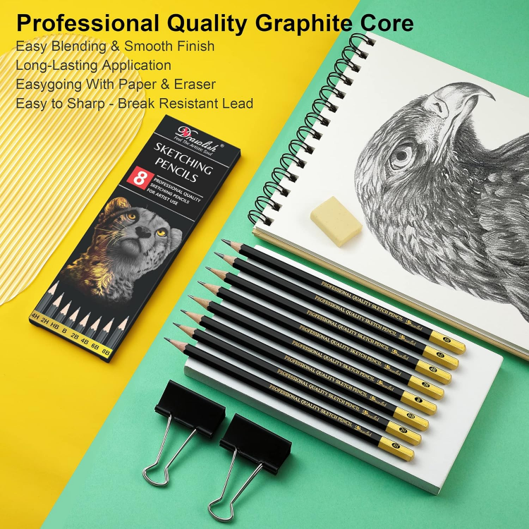 Picture of Sketching Pencils Set of 8 – Premium Graphite Drawing Pencils for Shading, Doodling & Art – Ideal for Beginners & Professional Artists