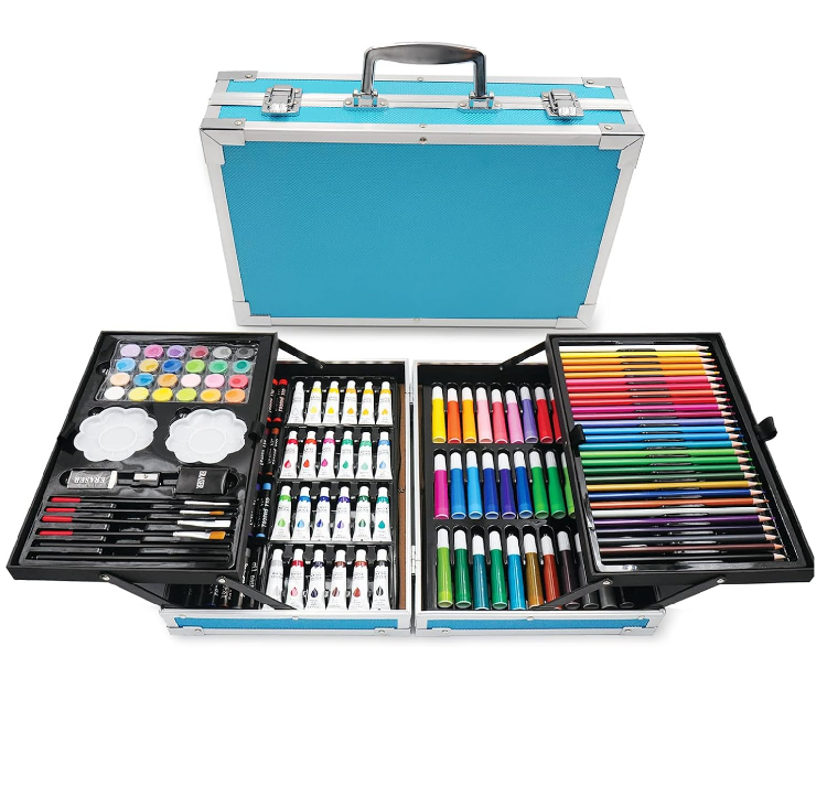 Picture of  Professional Art Set – 144-Piece Deluxe Drawing & Painting Kit in Aluminium Case with Watercolour Pens, Pencils, Oil Pastels & Art Supplies – Ideal Gift for Adults & Artists
