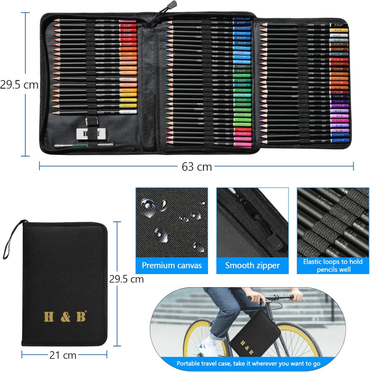 Picture of 76-Piece Colouring Pencils Set with Sketchbook – Professional Coloured Pencils for Drawing, Sketching & Blending – Ideal Art Supplies for Adults, Artists & Beginners