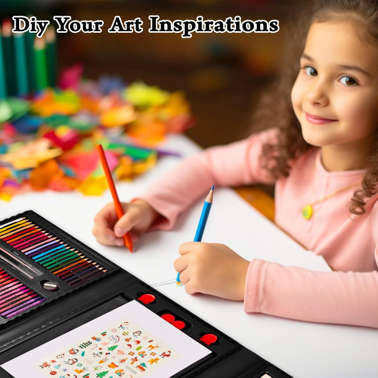 Picture of 290-Piece Deluxe Art Set for Kids – Complete Coloring & Drawing Supplies Kit in Portable Case – Ideal Gift for Young Artists & Creative Children