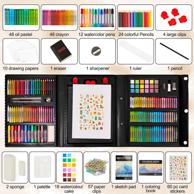Picture of 290-Piece Deluxe Art Set for Kids – Complete Coloring & Drawing Supplies Kit in Portable Case – Ideal Gift for Young Artists & Creative Children