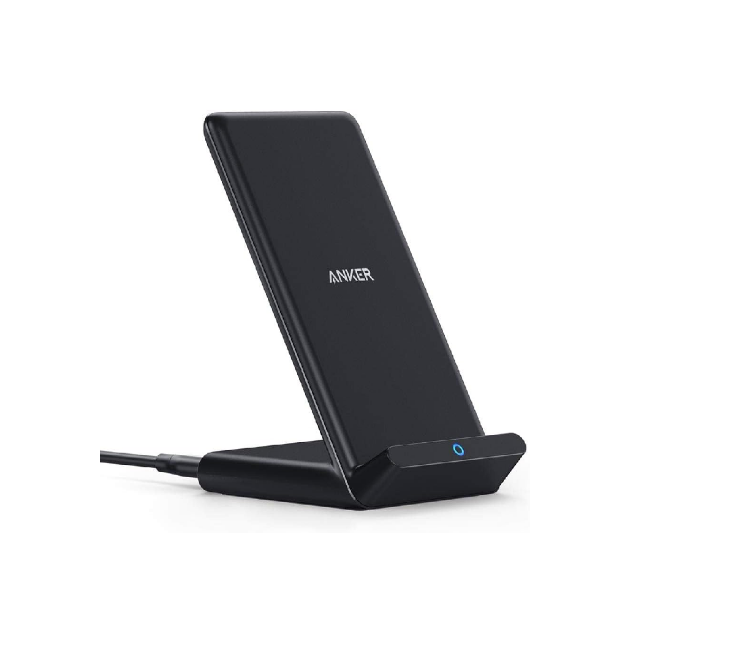 Picture of Anker Power Wave Wireless Charging Stand – Qi-Certified Fast Charger for iPhone 15/14/13/12, SE, 11 Series & Galaxy S20/S10/S9, 10W Fast Charge, Adjustable Phone Stand
