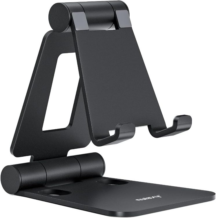 Picture of Nulaxy Aluminum Adjustable Phone Stand – Dual-Angle Folding Mobile Holder for iPhone 11–17, Galaxy, Nintendo Switch, and All Phones