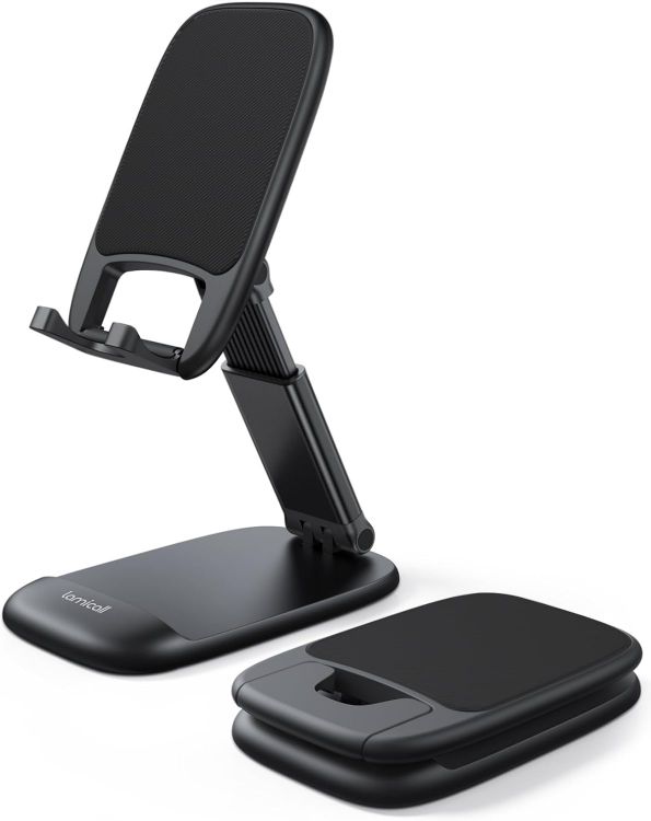 Picture of Lamicall Foldable Adjustable Phone Stand – Desk Holder for iPhone 8–17, Samsung S23 & 4–8” Mobile Devices